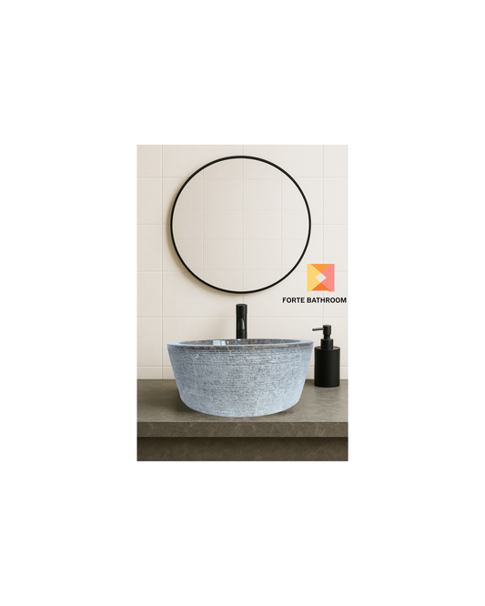 Forma Linea - Marble Vanity Basin - Textured finish - H15cm - Cream or grey - Dia 40cm - Natural Stone