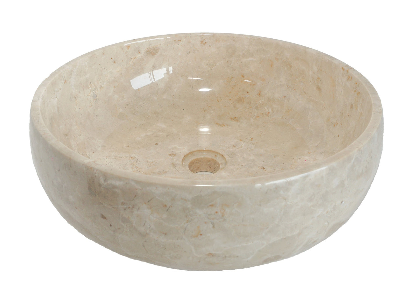 Round Marble Vanity Basin – Polished Finish 02 –  Height 15cm - Cream or Grey – Dia 40/45cm - Natural Stone