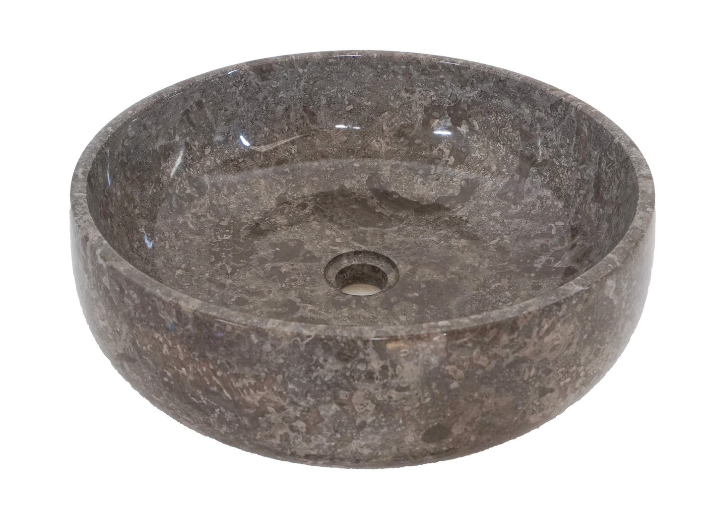 Round Marble Vanity Basin – Polished Finish 02 –  Height 15cm - Cream or Grey – Dia 40/45cm - Natural Stone