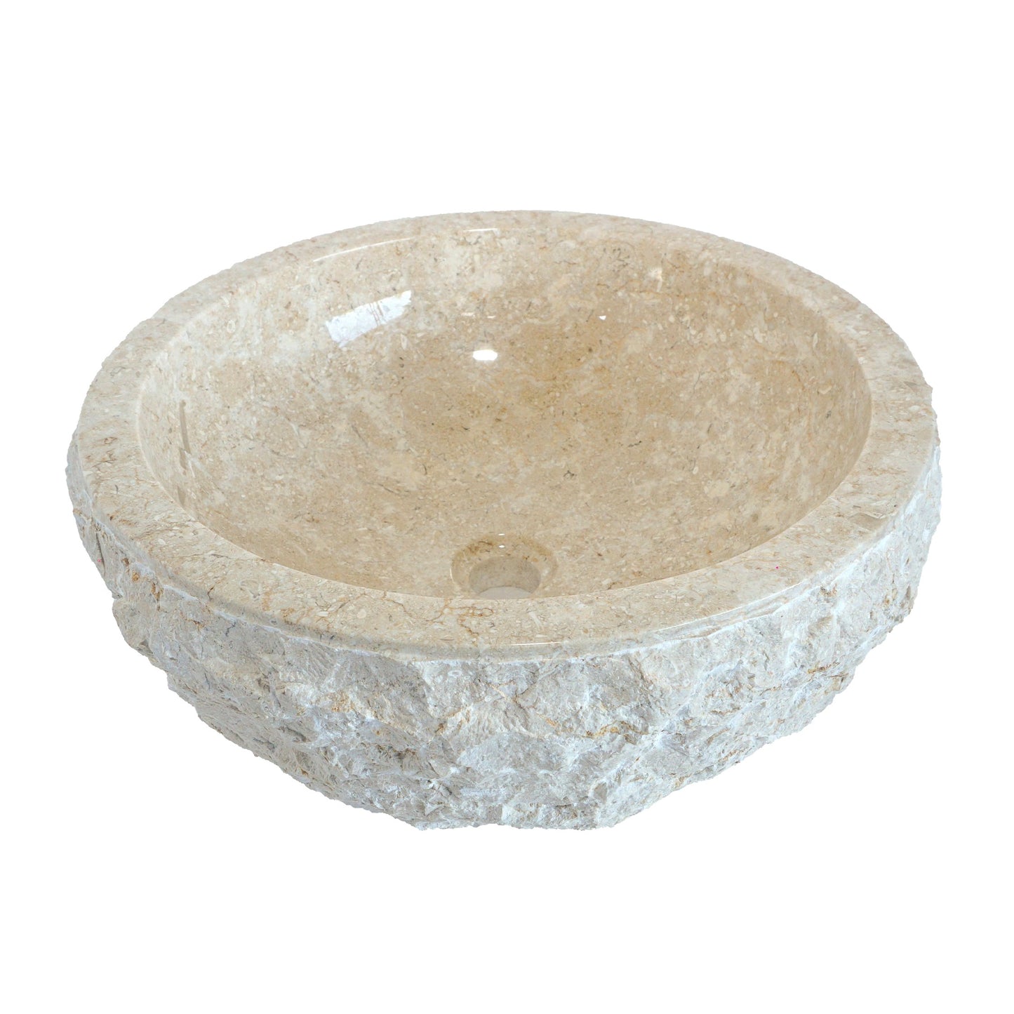 Sierra – Rock Texture Marble Round Vanity Basin – Cream