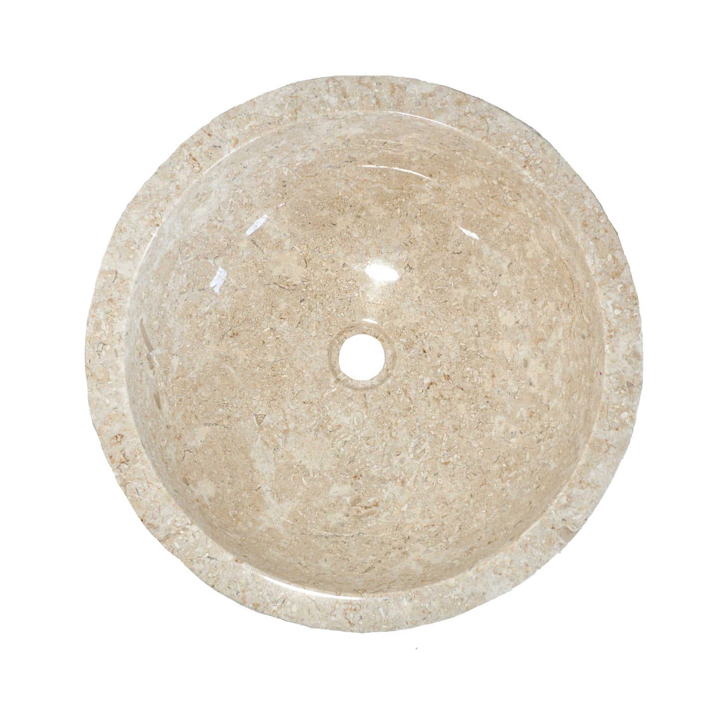 Sierra – Rock Texture Marble Round Vanity Basin – Cream
