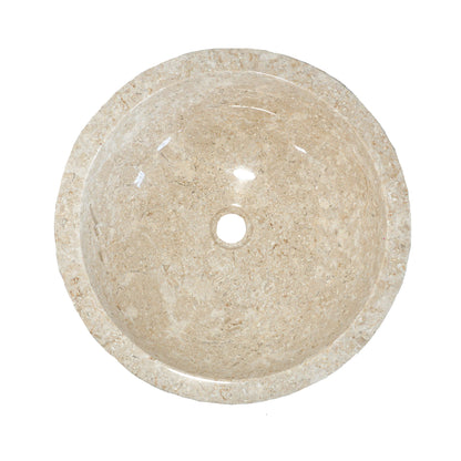 Sierra – Rock Texture Marble Round Vanity Basin – Cream