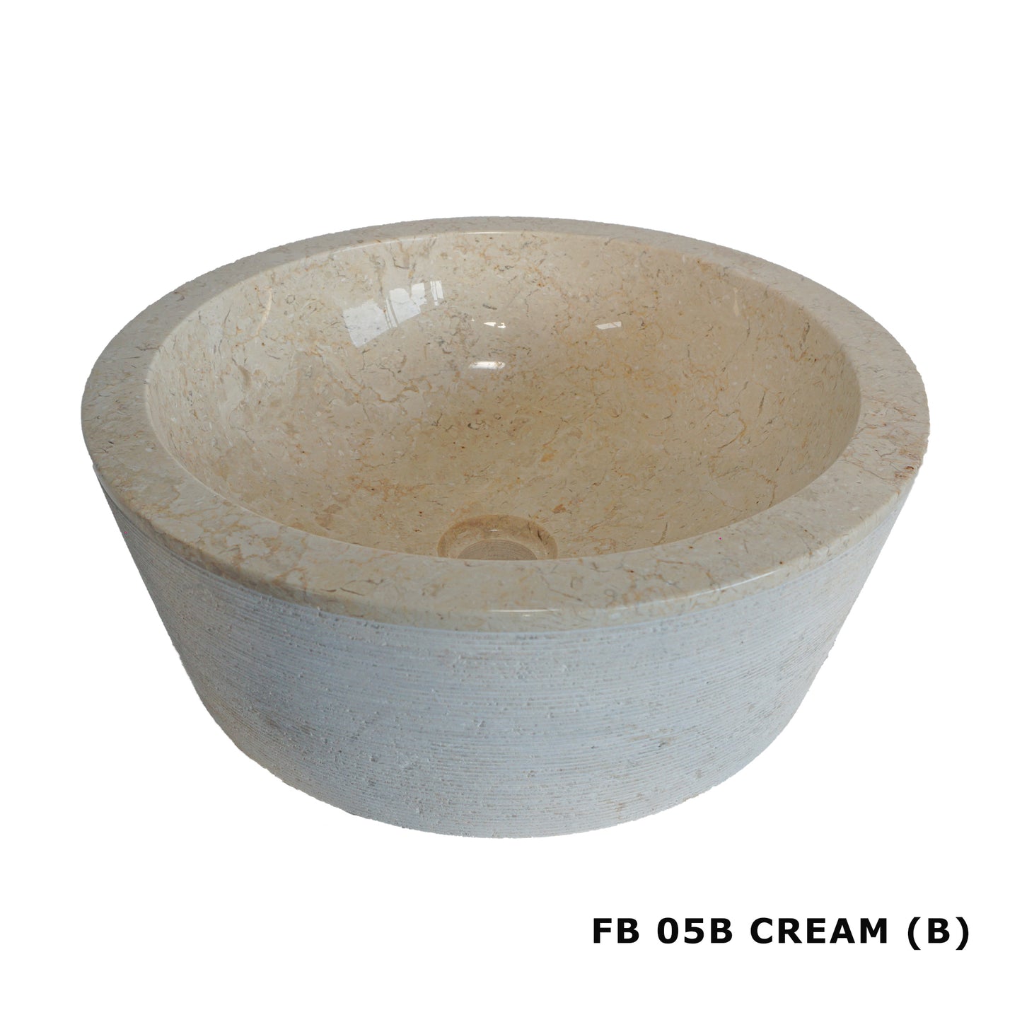 Forma Linea - Marble Vanity Basin - Textured finish - H15cm - Cream or grey - Dia 40cm - Natural Stone