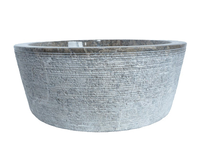 Forma Linea - Marble Vanity Basin - Textured finish - H15cm - Cream or grey - Dia 40cm - Natural Stone