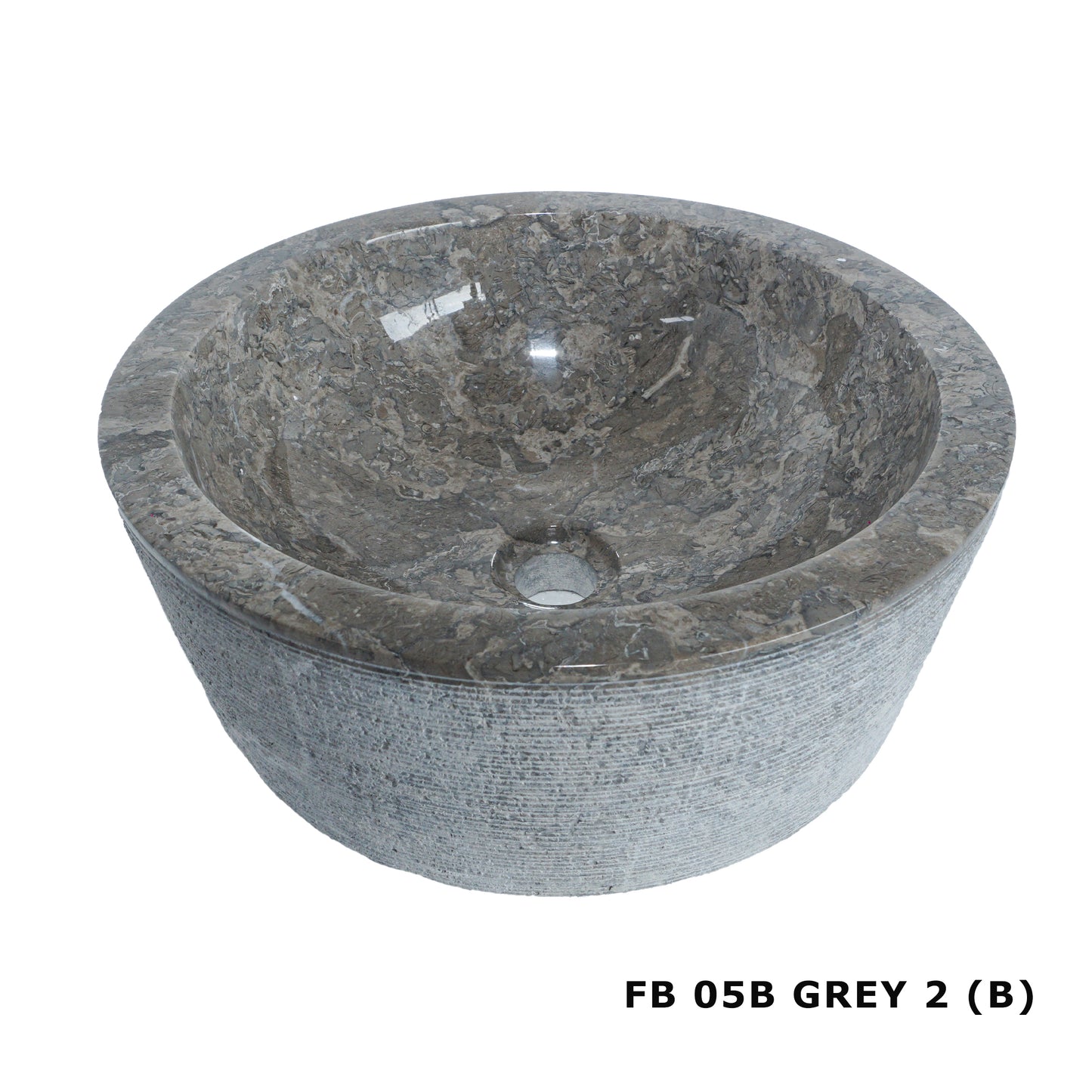 Forma Linea - Marble Vanity Basin - Textured finish - H15cm - Cream or grey - Dia 40cm - Natural Stone