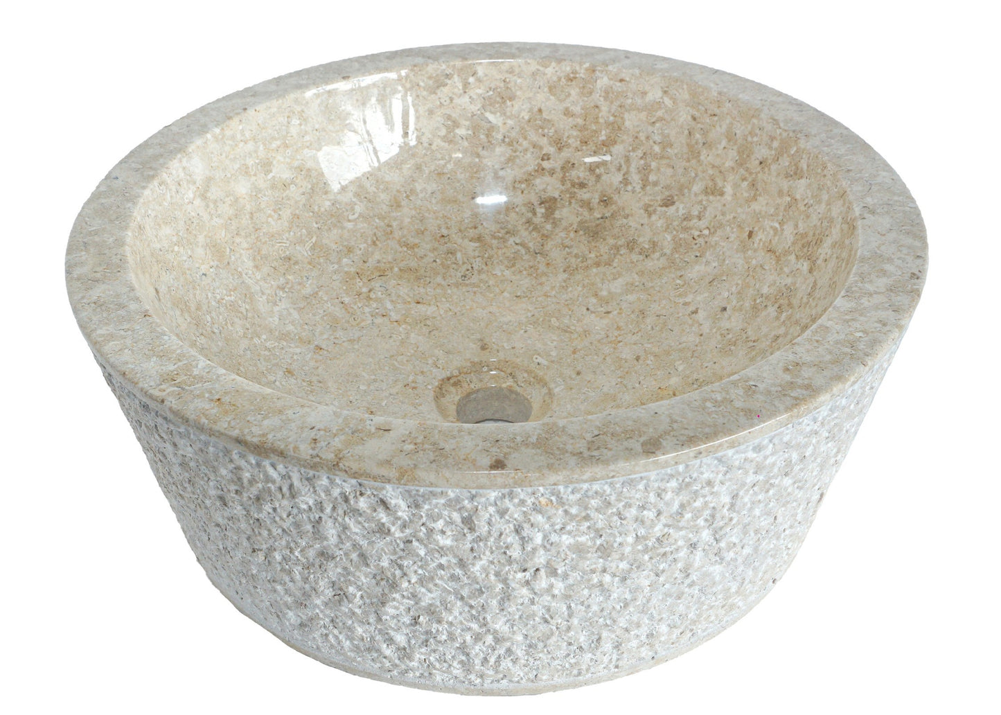 Forma Stria - Marble Vanity Basin - Textured finish - H15cm - Cream or grey - Dia 40cm - Natural Stone