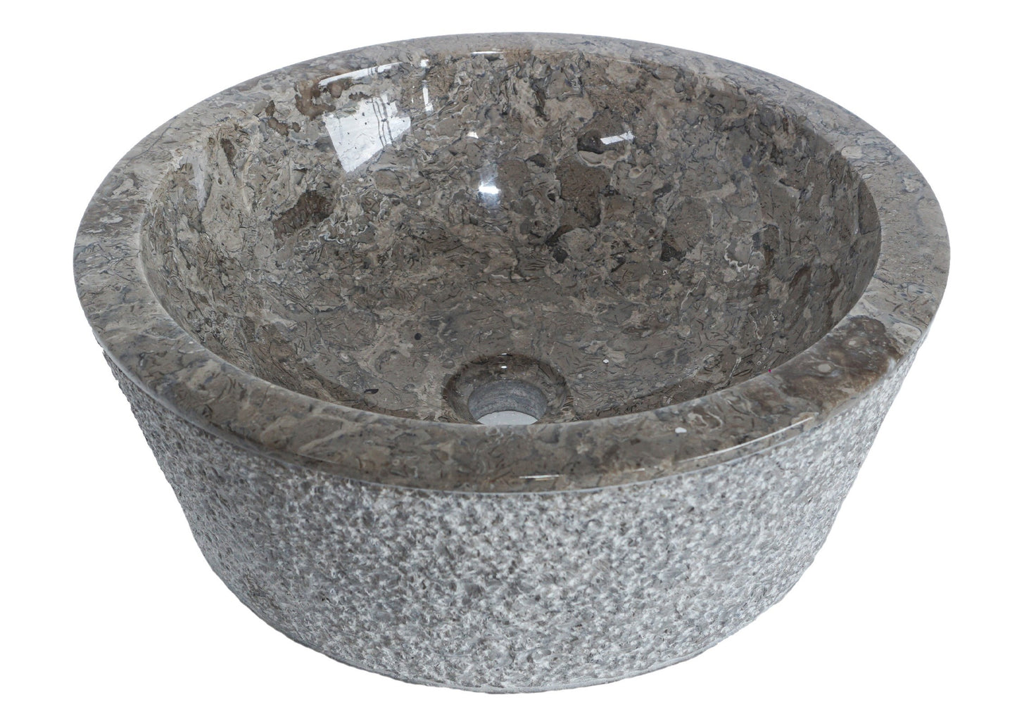 Forma Stria - Marble Vanity Basin - Textured finish - H15cm - Cream or grey - Dia 40cm - Natural Stone