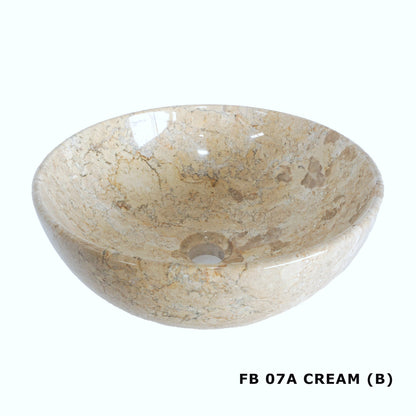 Polished Round Marble Vanity Basin – 15cm Height – Cream or Grey – 35/40/45cm - Natural Stone