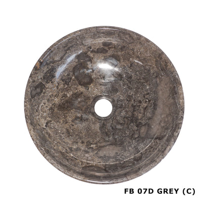 Polished Round Marble Vanity Basin – 15cm Height – Cream or Grey – 35/40/45cm - Natural Stone