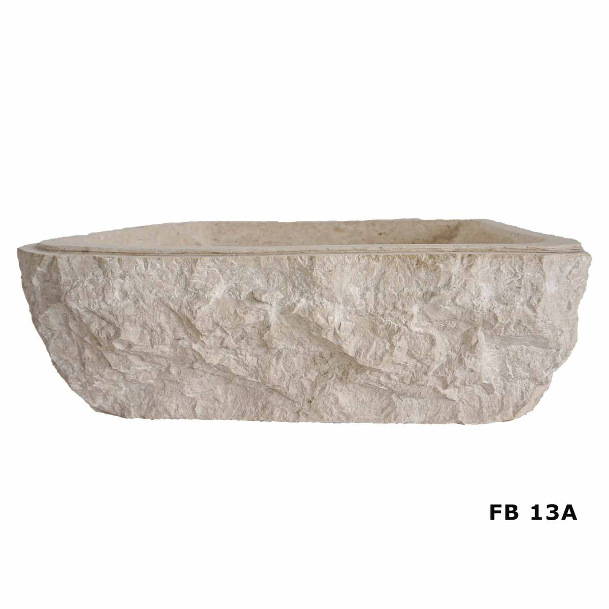 Colorado FB13A cream marble vanity basin with textured exterior, front view