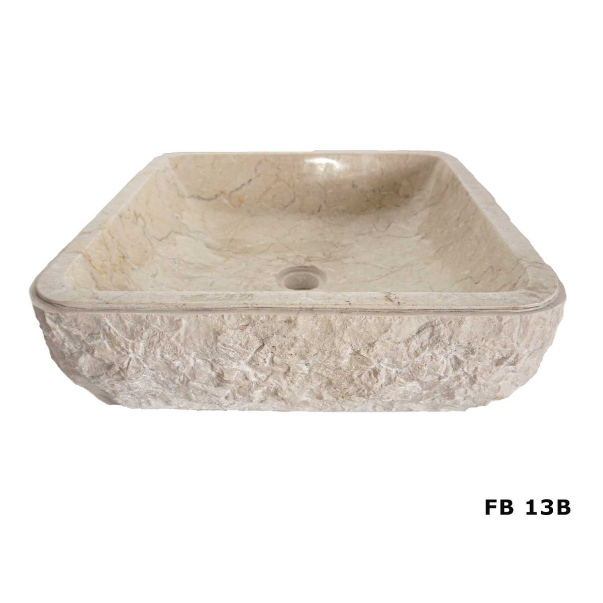 Colorado FB13B cream marble vanity basin with textured exterior, alternate view
