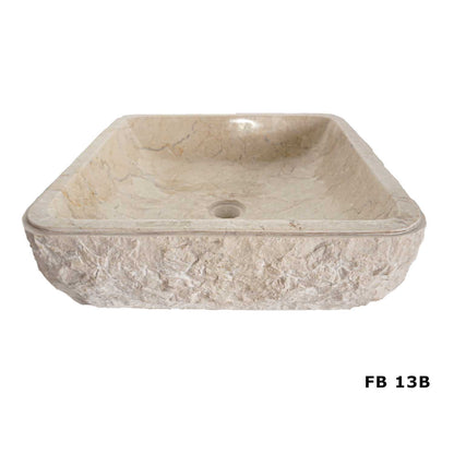 Colorado FB13B cream marble vanity basin with textured exterior, alternate view