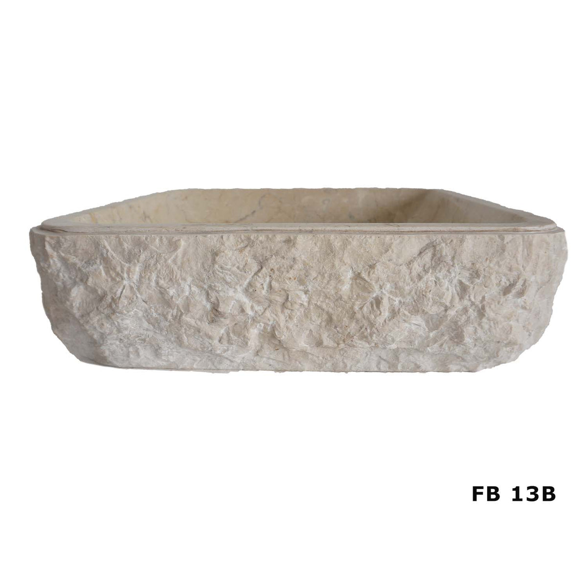Colorado FB13B cream marble vanity basin with textured exterior, front view