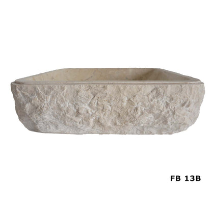 Colorado FB13B cream marble vanity basin with textured exterior, front view