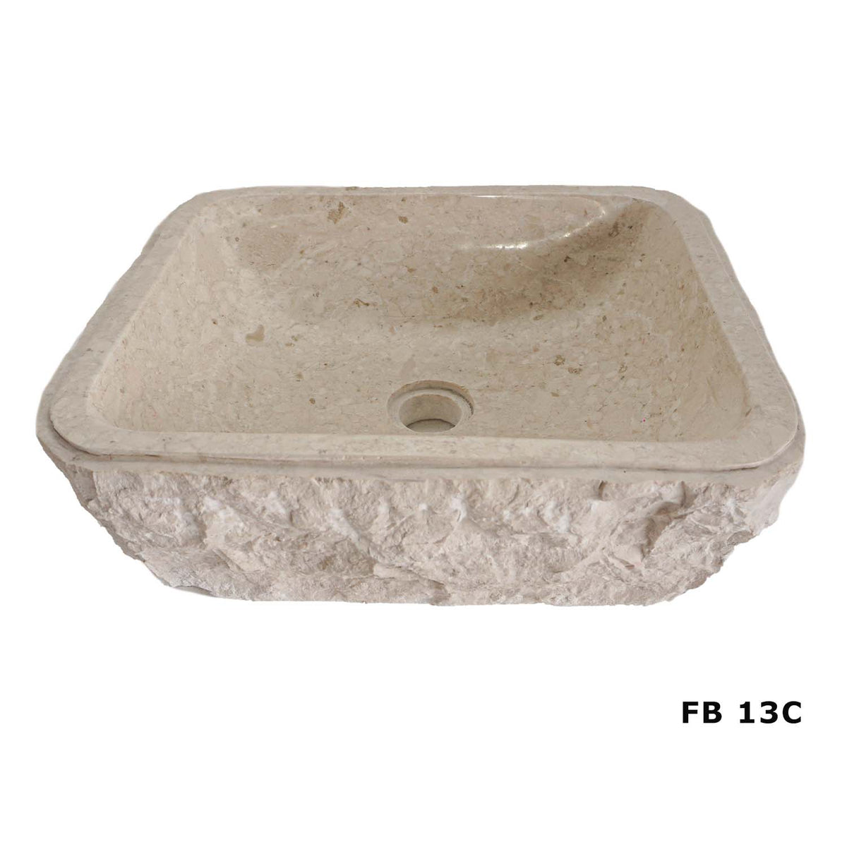 Colorado FB13C cream marble vanity basin with textured exterior, angled view