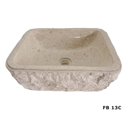 Colorado FB13C cream marble vanity basin with textured exterior, angled view