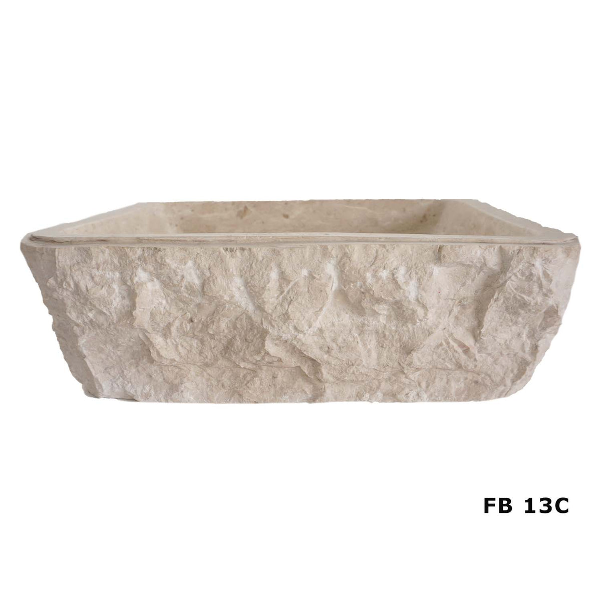 Colorado FB13C cream marble vanity basin with textured exterior, front view