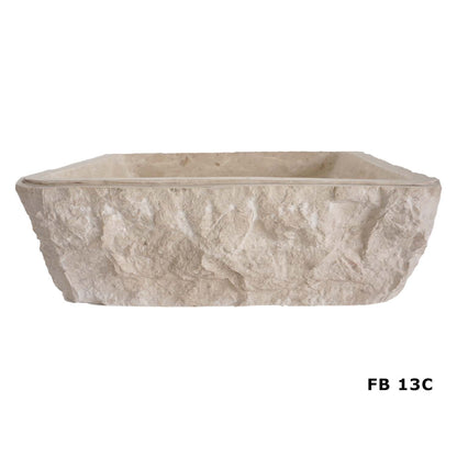 Colorado FB13C cream marble vanity basin with textured exterior, front view