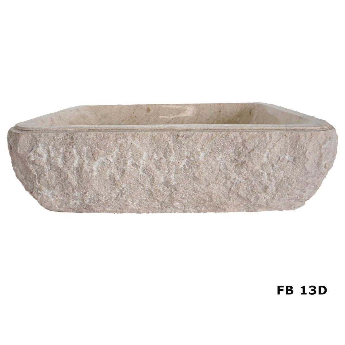 Colorado FB13D cream marble vanity basin with textured exterior, front view