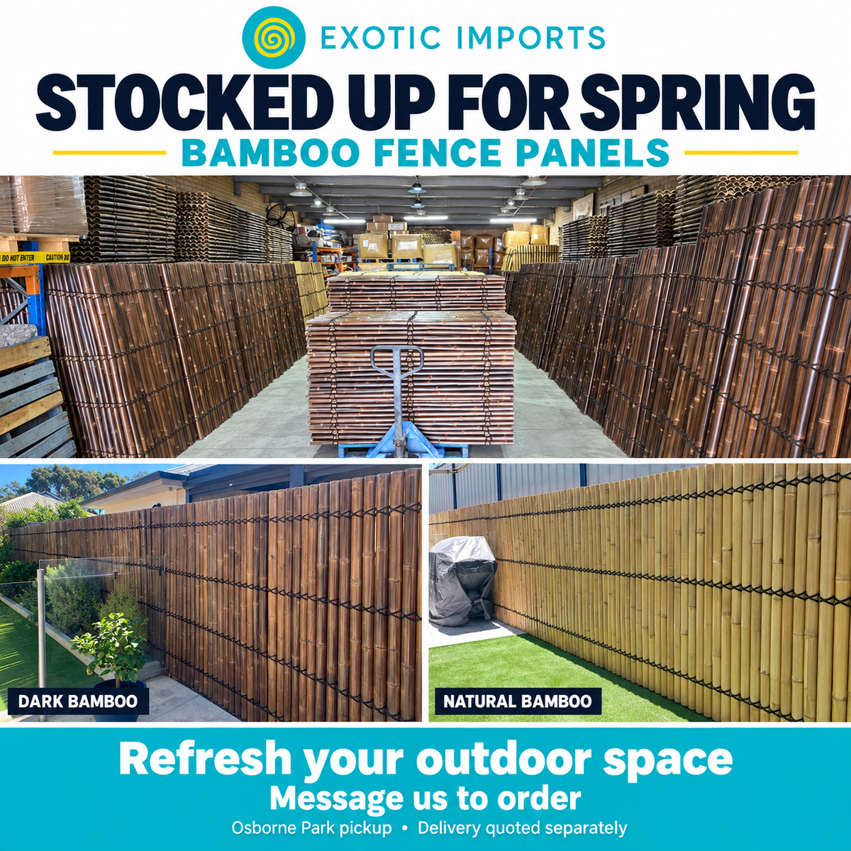 Bamboo Fence Panels Perth – 1800mm x 1000mm Dark Screening