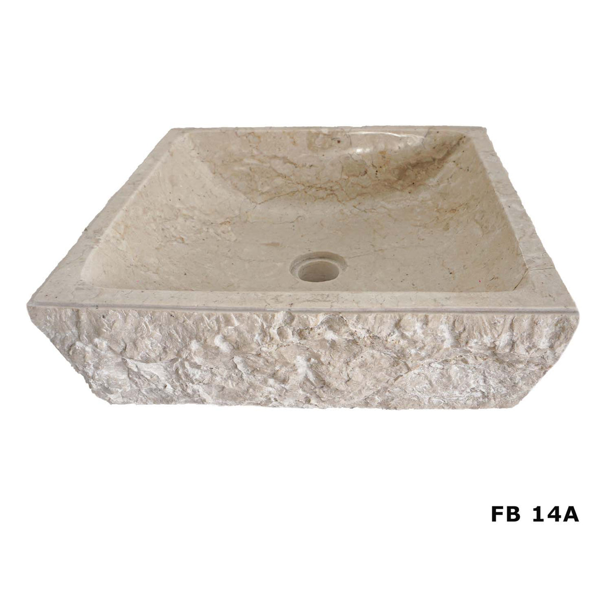 Oregon FB14A cream marble vanity basin with textured exterior, angled view