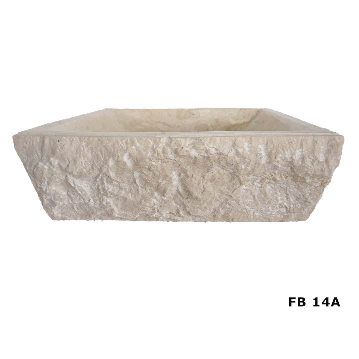Oregon FB14A cream marble vanity basin with textured exterior, front view
