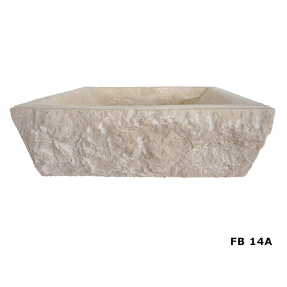 Oregon FB14A cream marble vanity basin with textured exterior, front view