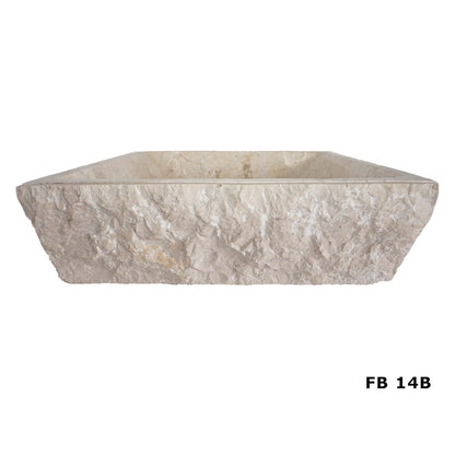Oregon FB14B cream marble vanity basin with textured exterior, front view