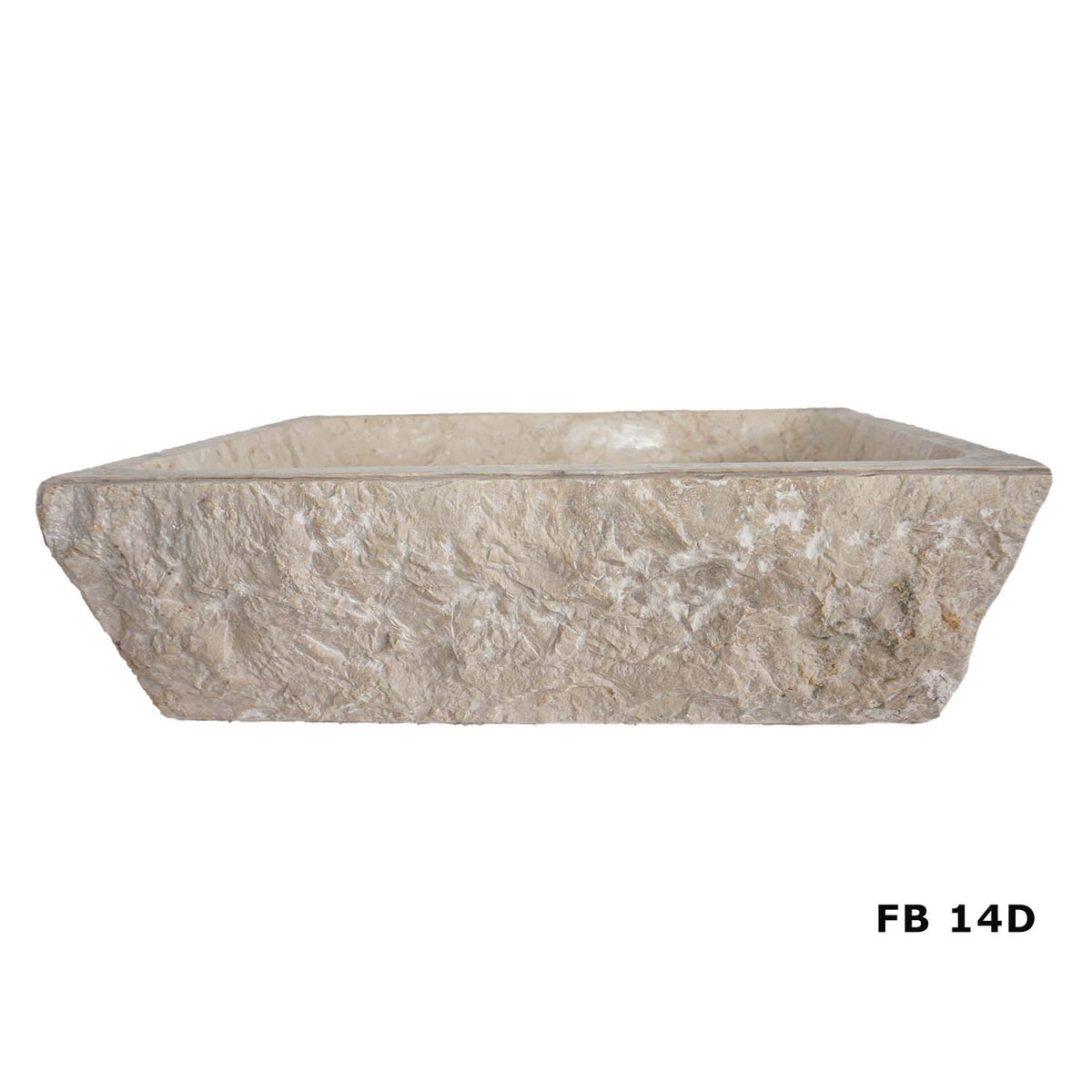 Oregon FB14D cream marble vanity basin with textured exterior, front view