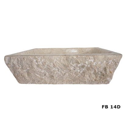 Oregon FB14D cream marble vanity basin with textured exterior, front view