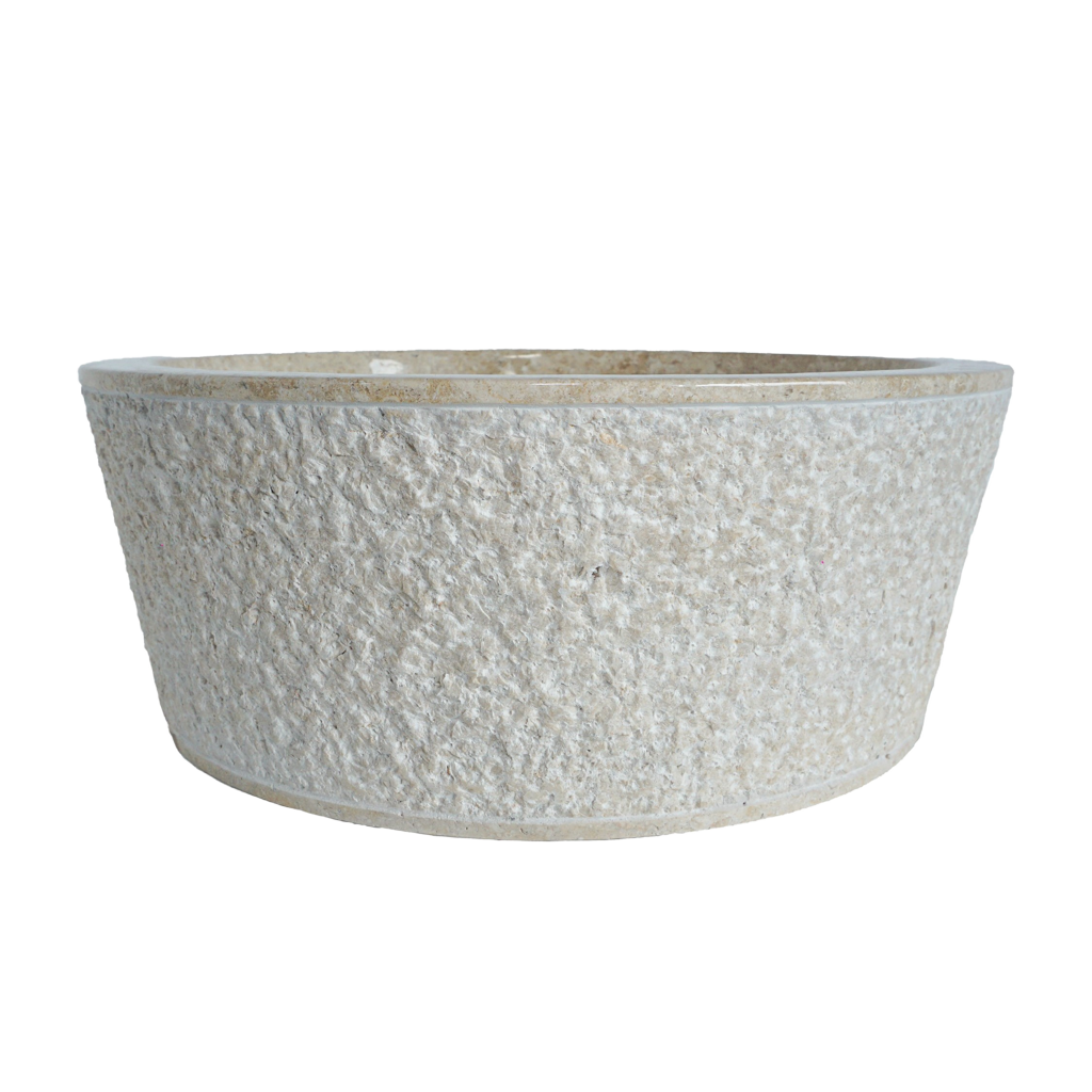 Forma Stria - Marble Vanity Basin - Textured finish - H15cm - Cream or grey - Dia 40cm - Natural Stone