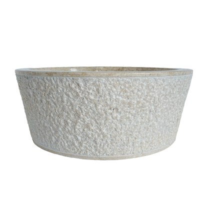 Forma Stria - Marble Vanity Basin - Textured finish - H15cm - Cream or grey - Dia 40cm - Natural Stone